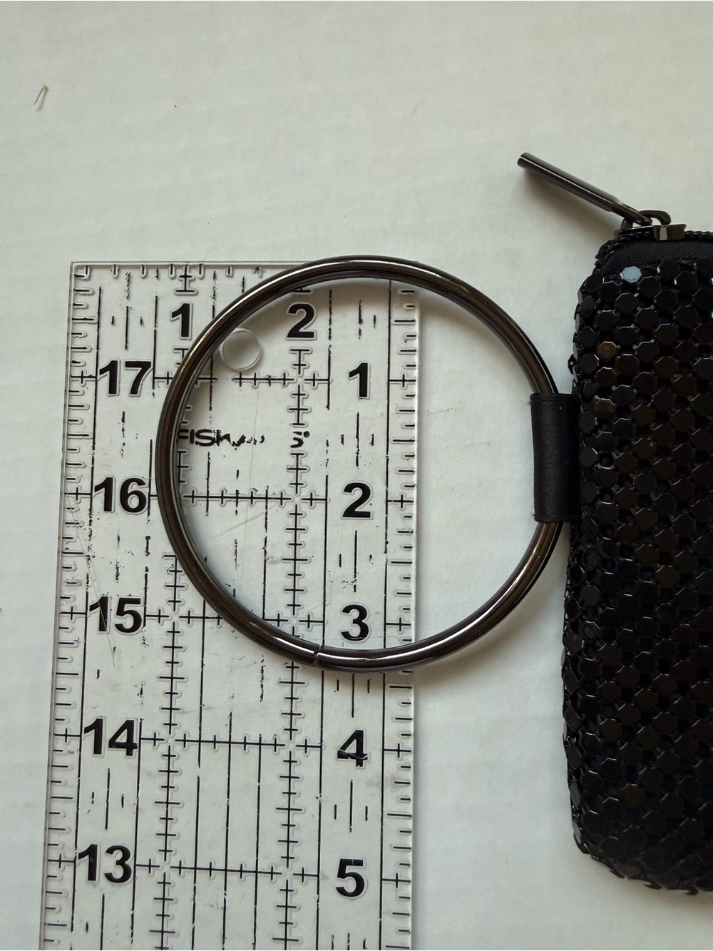 Black Metal Mesh Ring Wristlet Evening Clutch Bag - Picture 8 of 8